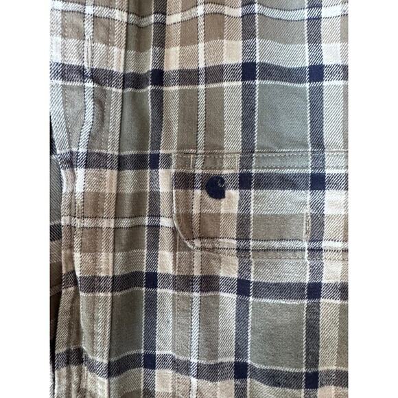 Carhartt Mens L Tall Long Sleeve Plaid Flannel Shirt Button Up Workwear - Picture 3 of 5